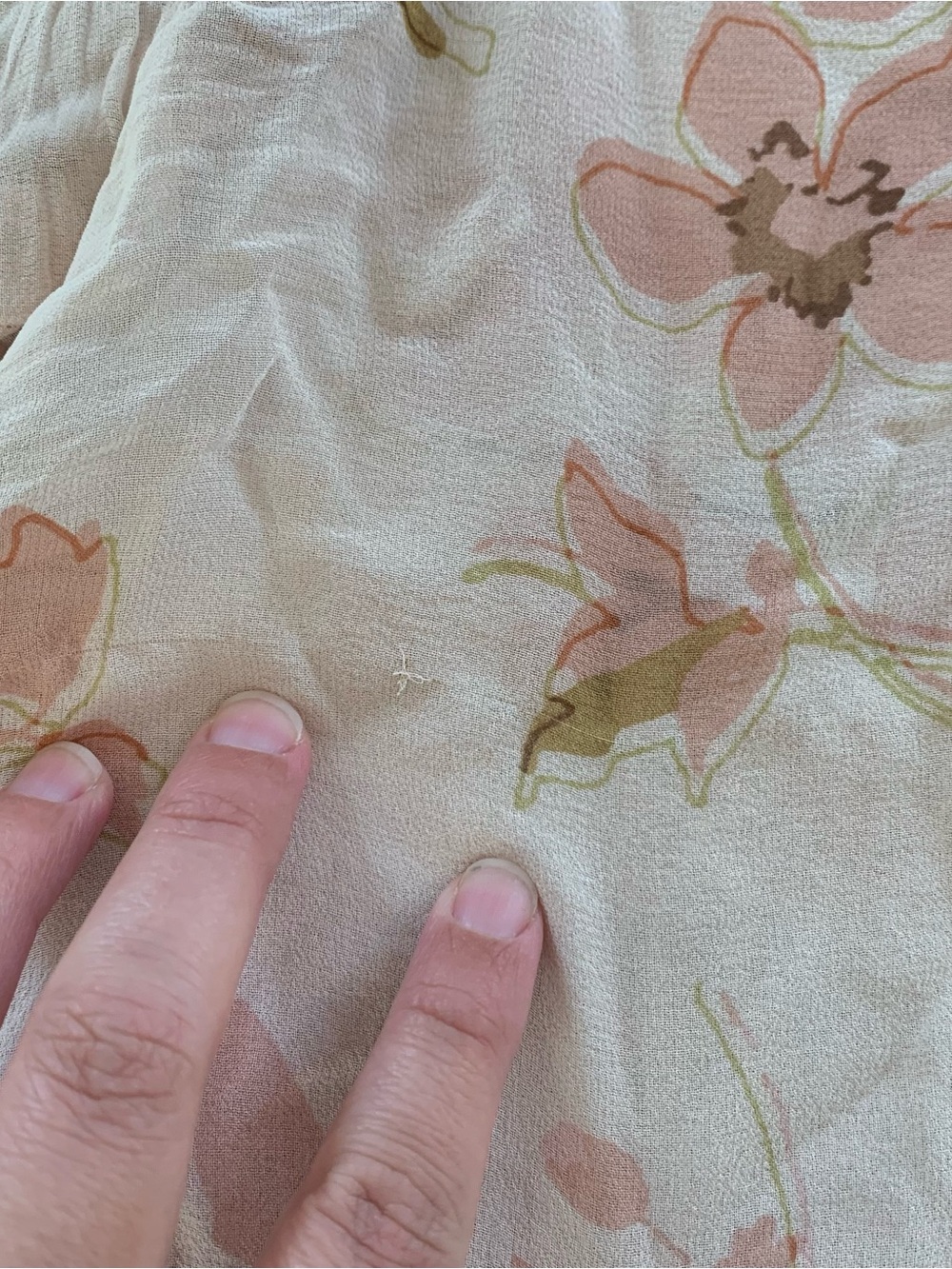 Spartina 449 Silk Floral Button Front Blouse Ruffle Feminine Sheer Size XL - Picture 8 of 10